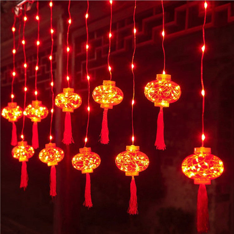 Lanterns flashing lights string lights gypsy stars household Chinese New Year decorative pendants Spring Festival lanterns New Year's arrangement pendant decorative lights