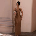 summer new european and american style camisole dress - sexy backless satin patchwork chiffon maxi evening gown