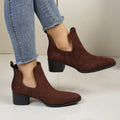 Exportplus sizefall and winternew arrival pointed toe chelsea boots thick heel boots women's suede british style fashion boots