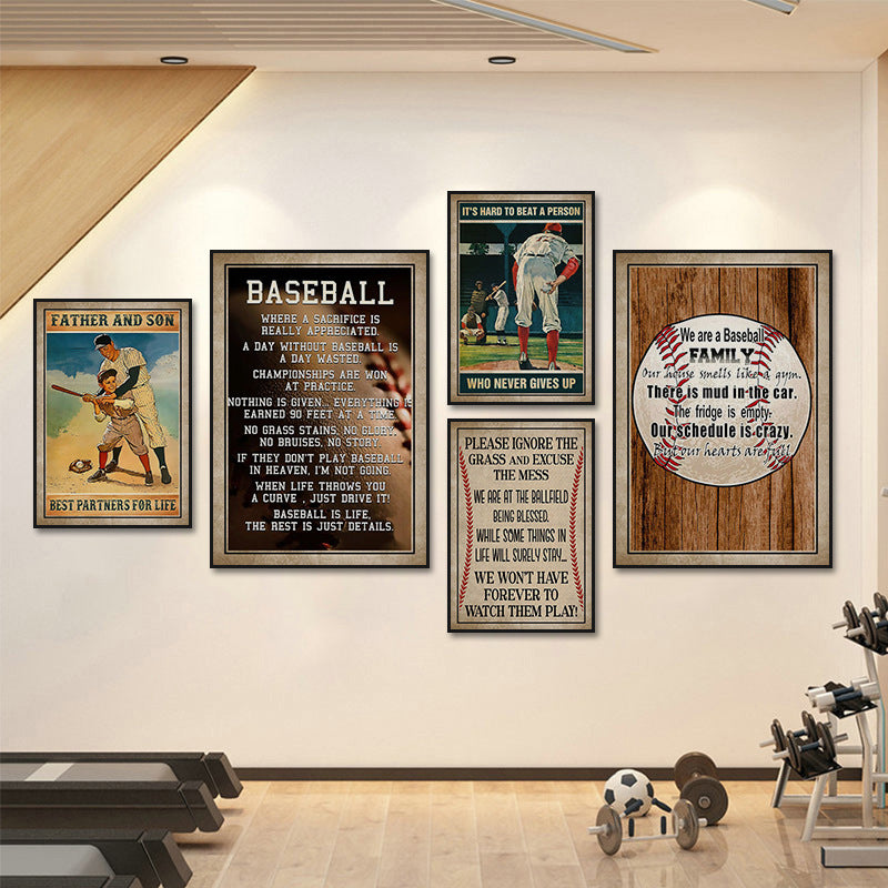American retro baseball poster decorative painting gym gym hanging painting inspirational sports theme bar mural