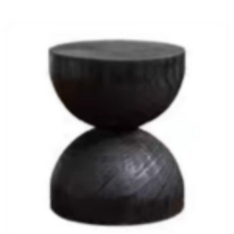 Wabi-sabi carbonized black flower corner stand folk style qhc store log sofa side table retro designer wooden pier wine display