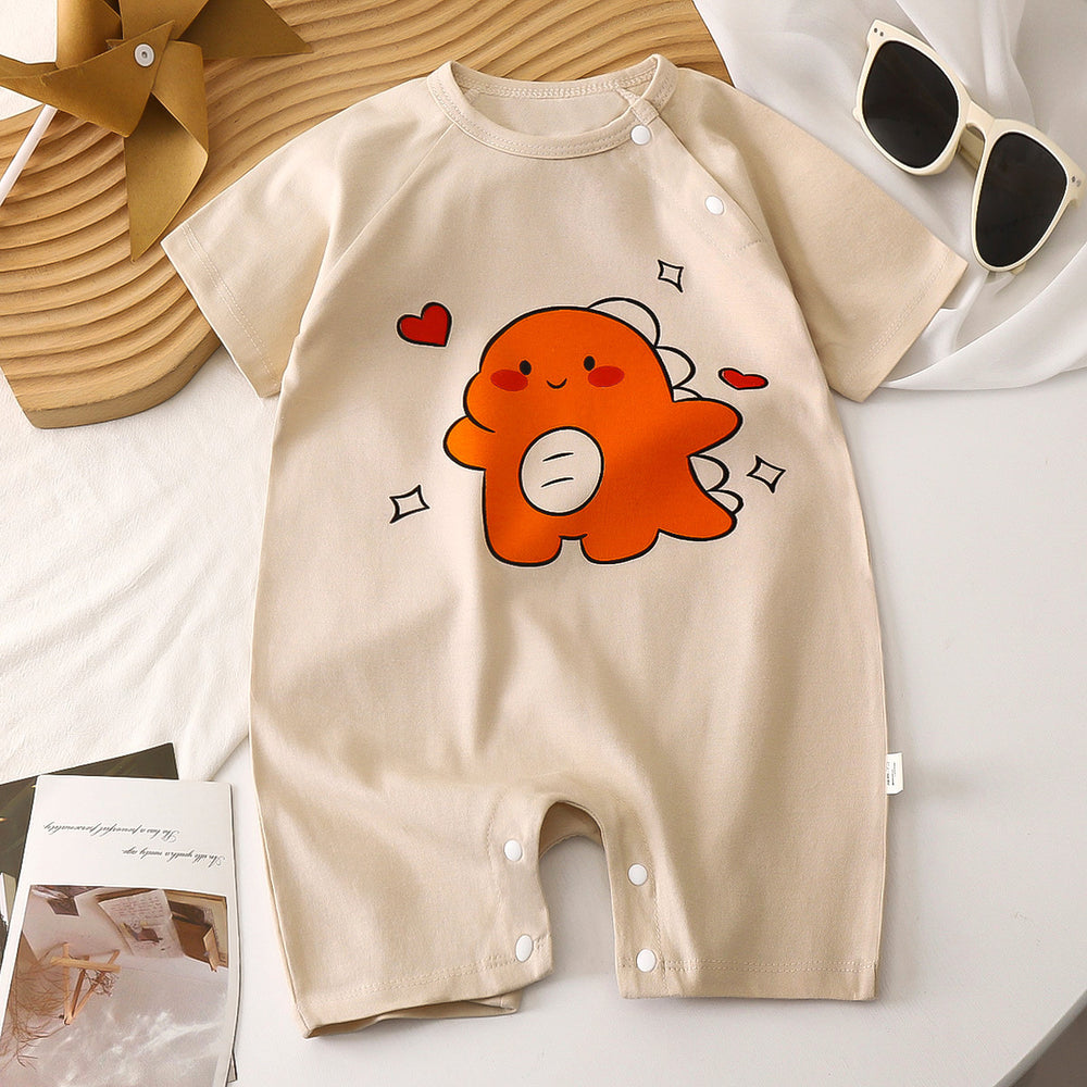 Baby clothes summer thin pure cotton air-conditioning clothes pajamas newborn baby short-sleeved onesie baby outing khaki crawling