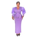 Fashion cross-border women's plus sizev neckdress african  fashion banquet dress high waist hip cover skirt