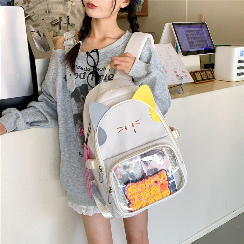 New high-value, fresh, sweet and cute female backpack, junior high school student schoolbag, light travel and large-capacity backpack.