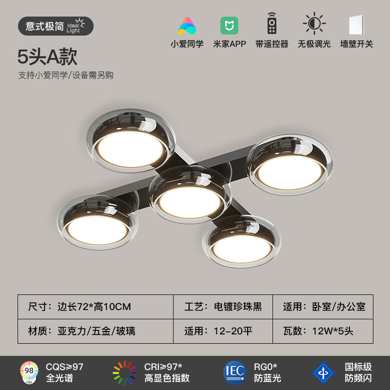 Living room ceiling light modern simple atmosphere soot glass Italian light luxury creative high-end dining room bedroom lighting