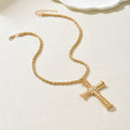 European and american cross-border fashion minimalist ribbed rotating cross necklace, personalized diamond-studded versatile twisted chunky chain choker