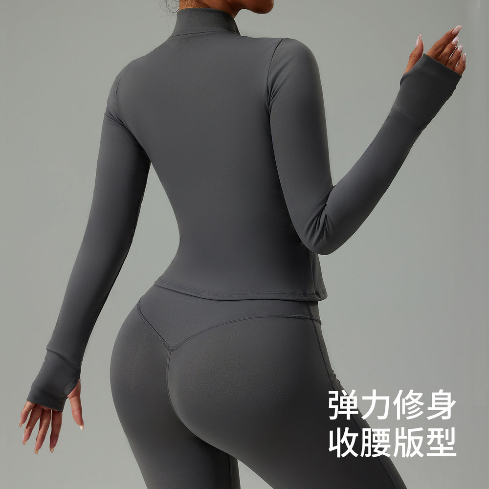 Lulu zip-up compression long sleeve yoga top women's running fitness jacket cloud feel breathable activewear top