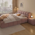 Popular solid wood bed leather bed double bed cream style master bedroom large bed cream style light luxury modern casual puff bed