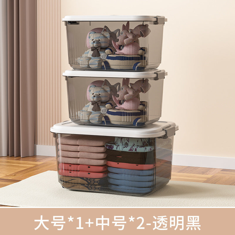 Household acrylic transparent storage box with lid, clothes storage box, household quilt sundries finishing basket wholesale