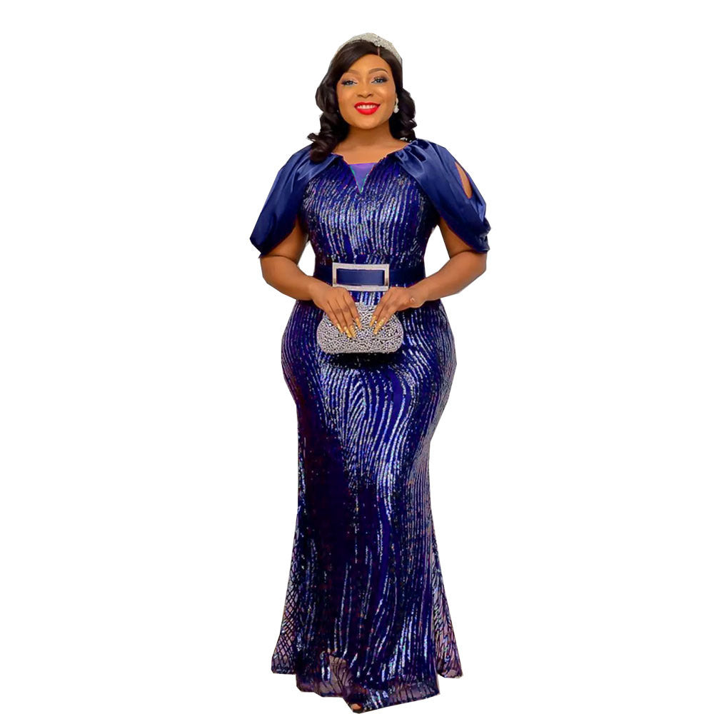 Export african fashion evening dress long skirt mermaid skirt sequin long skirt evening party socialite dress