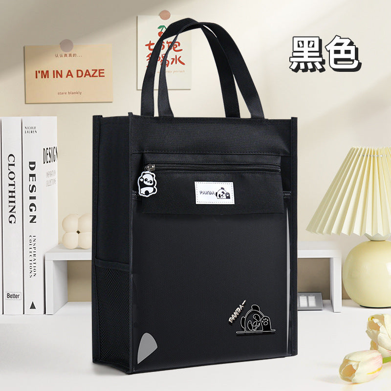 Primary and secondary school students high-value solid color tutoring bag waterproof file bag children's tutoring bag cartoon transparent art bag