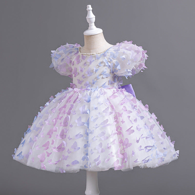 Yimingzhi/yiming zhi girls' wholesale bow tutu dress first birthday princess dress rainbow gown children's clothing