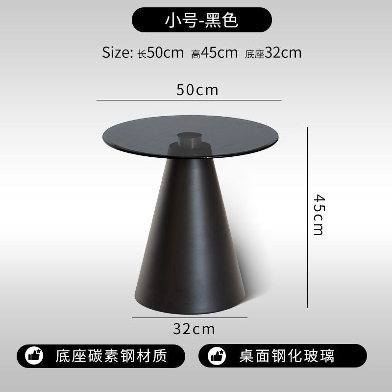 Minimalist glass coffee table - modern round/square top - simple, light luxury living room tempered glass side table