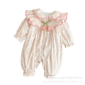 Baby clothes spring and autumn newborn baby girl one-piece double layer outing cute princess hundred days outwearwinter rompers