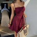 Amazon us & europe women's clothing  summer new arrivals: elegant waist-cinching backless tie-up cami mini dress - wholesale