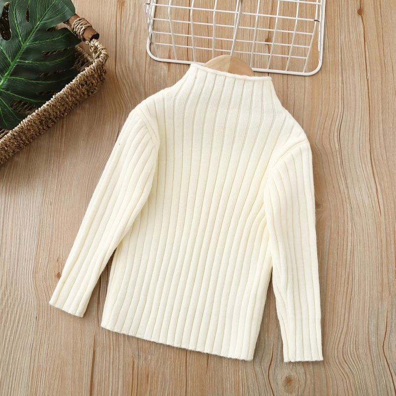 Girl half turtleneck sweaterknitting bottom shirtfall and winternew arrivalkids clothing style baby fleece-linedthickened sweater