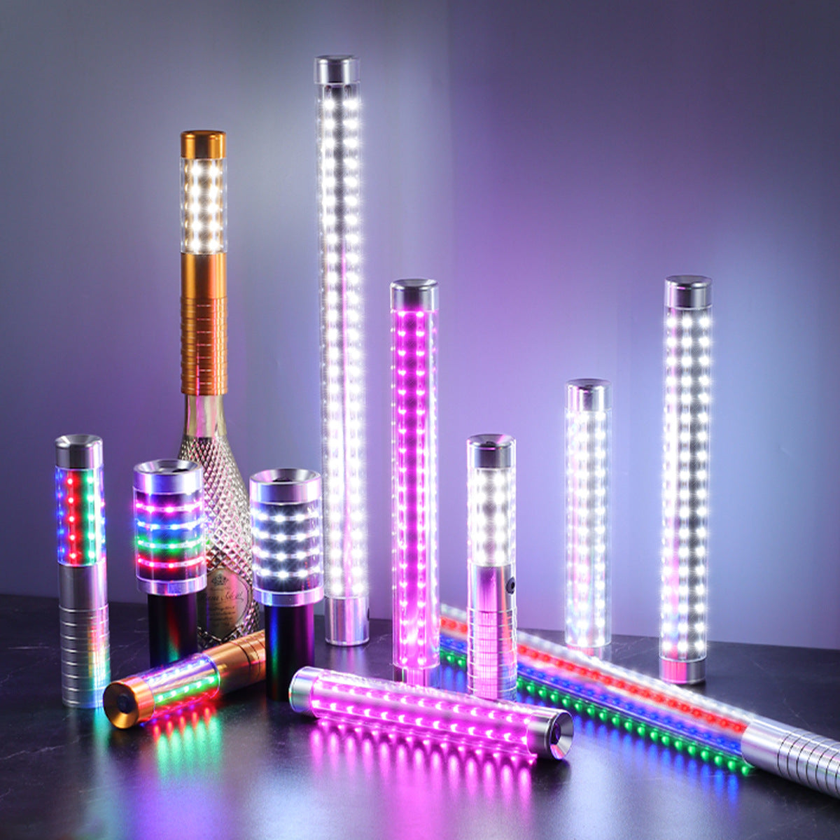 Cross-border led charging luminous flash stick bar KTV handheld flash stick wine extended atmosphere champagne stick wholesale