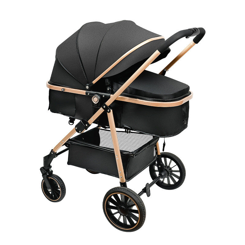 Inlair baby stroller - lightweight, foldable, reclining, high-view, sleeper, blue, reversible, newborn baby pram