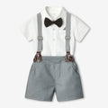 Kids gentleman's first birthday dress spring and summer new short-sleeved white shirt gentleman's sets boys birthday overalls suit