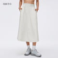 High-waisted a-line midi skirt with elastic waistband, ruffled trim, slimming effect, quick-drying, breathable, casual activewear skirt d26042