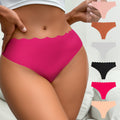 fashion one-piece seamless women's underwear pure colorcut out wavy waist low-waist nylon adhesive underwear for women