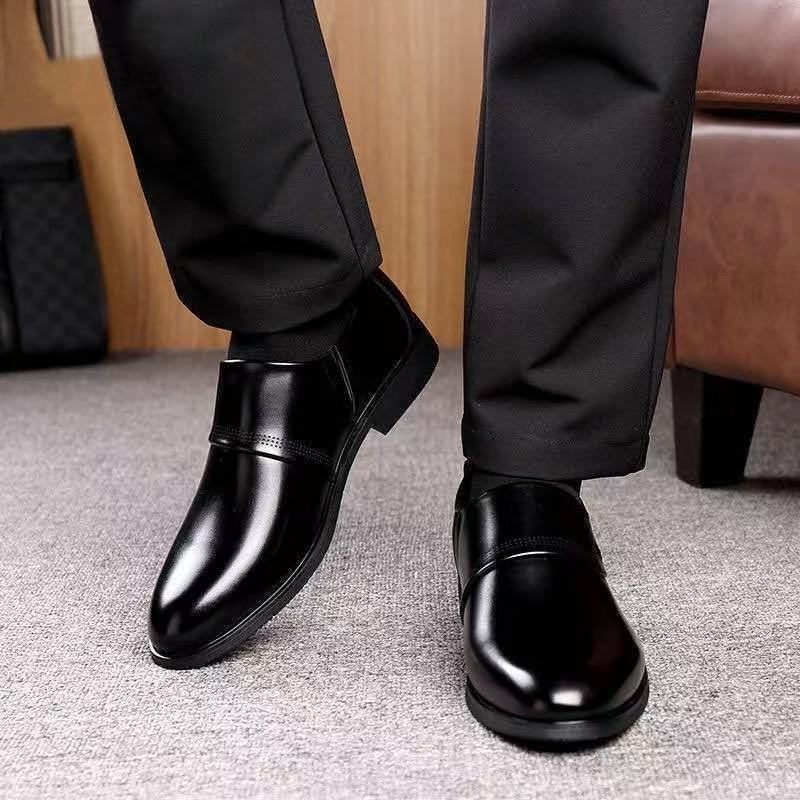 Men's leather dress shoes - 2024 spring collection: premium business casual, hidden heel, versatile, and available in plus sizes