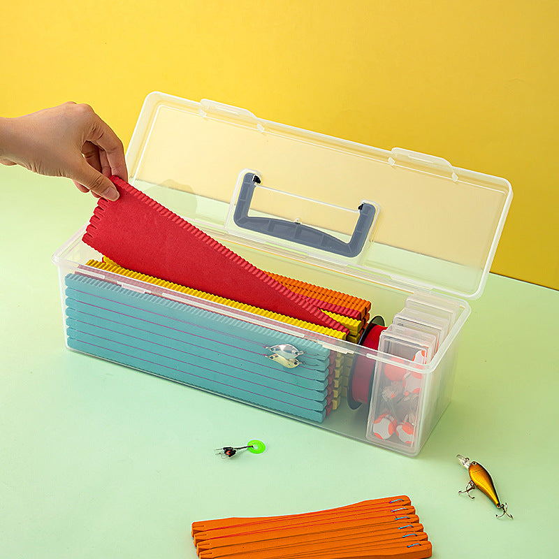 Portable Portable String Hook Storage Box Plastic Fishing Tackle Accessories Box Transparent Wire Winding Board Storage Outdoor Fishing Supplies