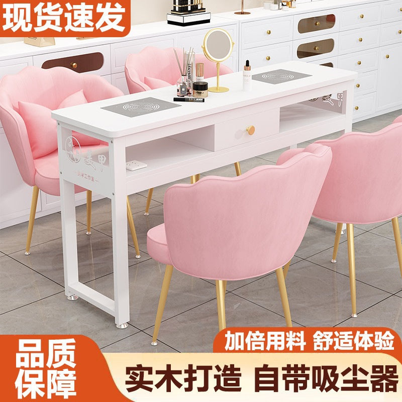 Professional double-layer nail table for nail salons - japanese minimalist style, single/double seater, economical home beauty & office desk