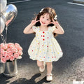 Girls' colorful polka dot dress - baby summer flutter sleeve princess dress - toddler everyday tutu skirt