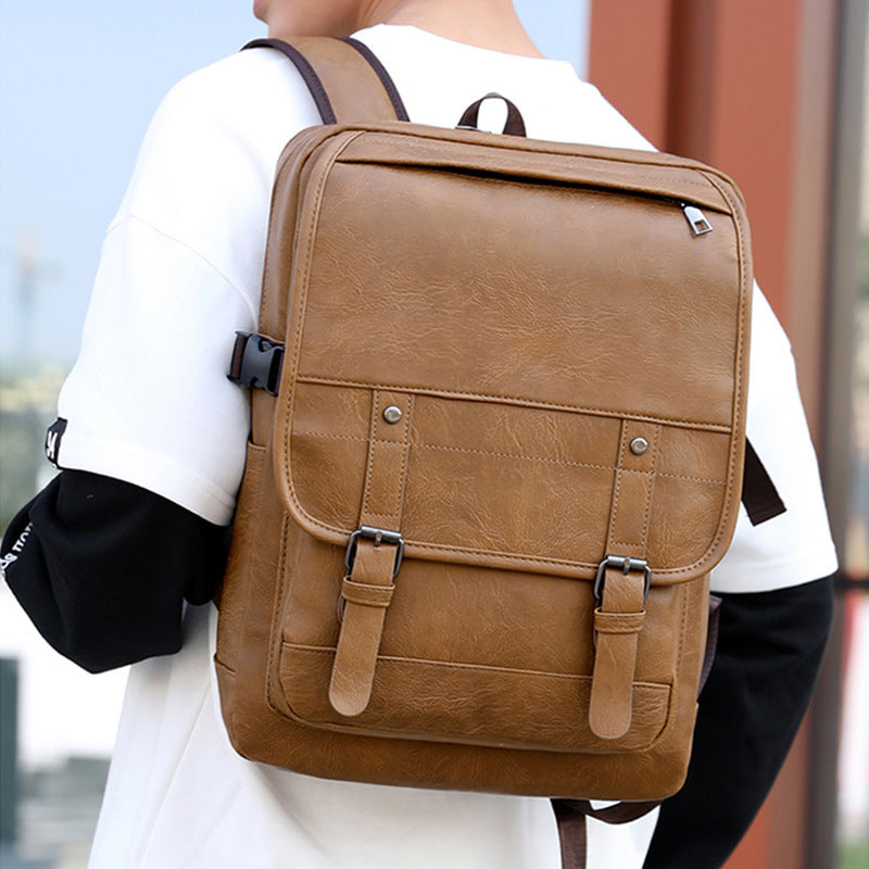 Cross-border batch casual backpack men's business PU business trip backpack fashionable simple large capacity computer bag