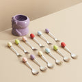 Cute dinosaur cartoon high-value ceramic cute fruit fork box stainless steel fruit fork suit afternoon tea spoon combination