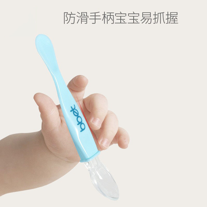 Baby spoon - soft silicone feeding spoon for infants, double-ended design, newborn learning to eat, feeding, baby food, customizable tableware for children