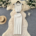 Light mature french style sleeveless knittingdress female pure lust style k-style high waist waist silm a-line skirt work clothing
