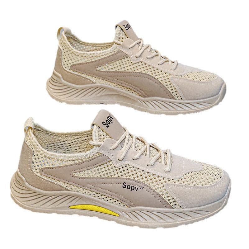 Men's winter breathable mesh lightweight hollow-out running casual sports shoes for work, business, and labor protection - trendy footwear