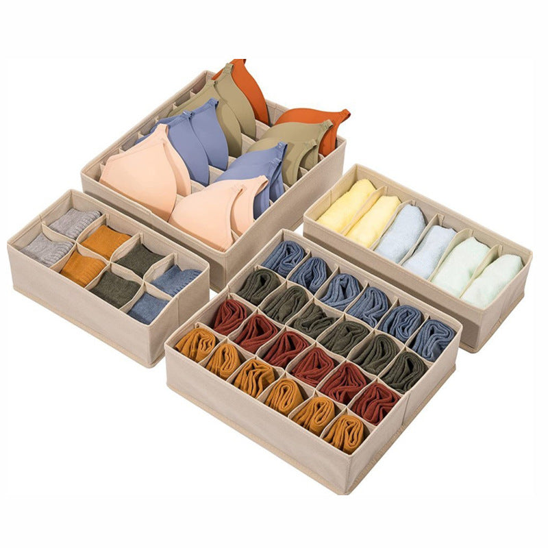 Home Day Non-woven Four-piece Storage Box Fabric Storage Box Underwear Storage Box Underwear Finishing Box