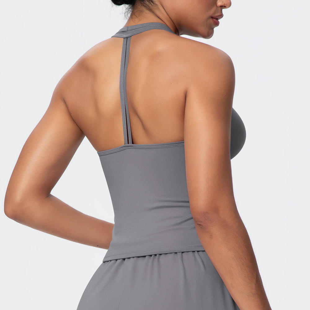 New arrival cross-border pure color brushed quick-drying tight back v neck sports intimates running fitness yoga clothes suspenders for women