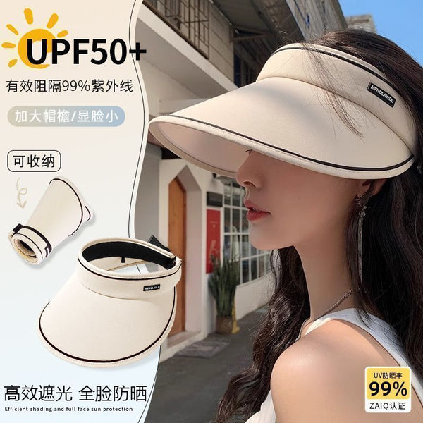 Sunscreen hat Women's UV protection face visor Sun hat Big eaves Summer outdoor cycling Empty top Sun hat UPF50 +