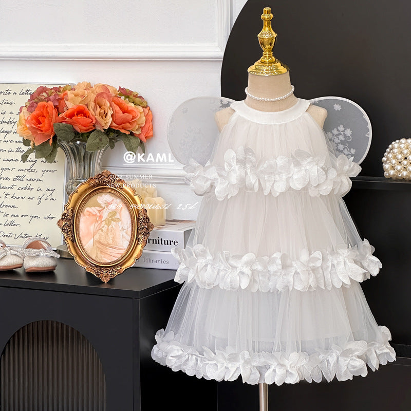 【custom wholesale】 summer korean style petal princess dress fairy tutu skirt dance performance gown