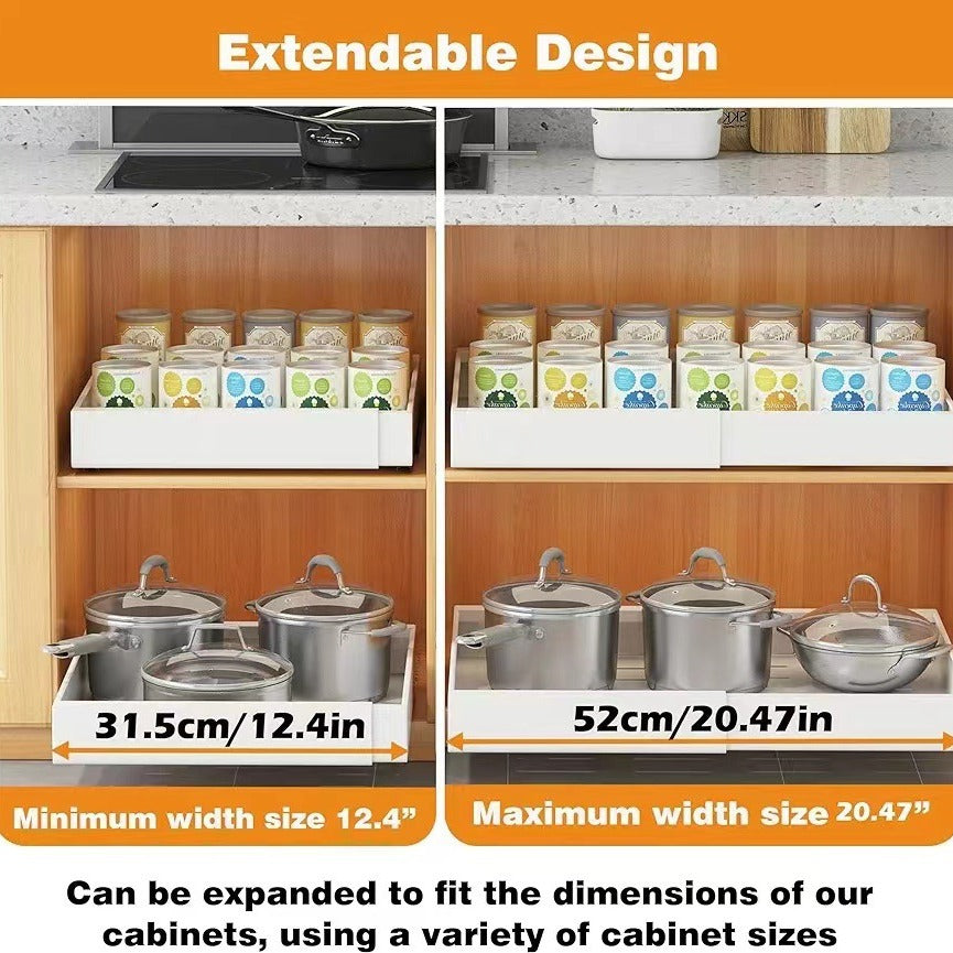 Retractable Cabinet Pull Basket Pull-out Kitchen Shelf No Punching Lower Sink Drawer Multifunctional Storage Shelf