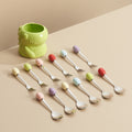 Light green dinosaur fruit fork jar set (1 jar + 3 forks + 3 spoons)
