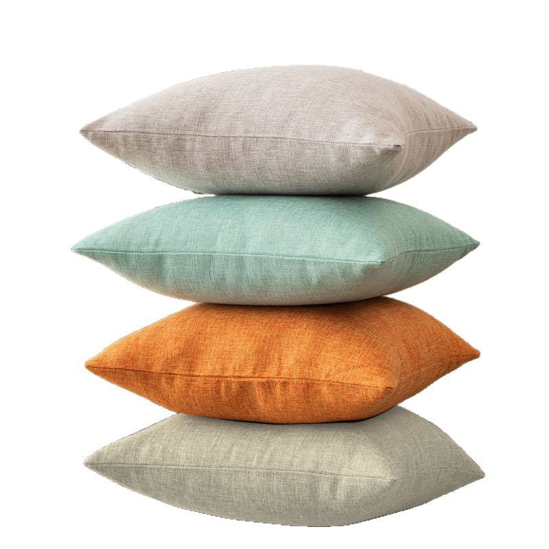Solid color throw pillow sofa cushion cotton linen style minimalist modern office lumbar pillow square backrest bed headrest pillow
