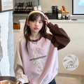 Girls' sweatshirt - new autumn/winter  collection - loose fit crew neck cartoon casual long sleeve top for girls (sizes for mid-to-large children) - winter fleece-lined