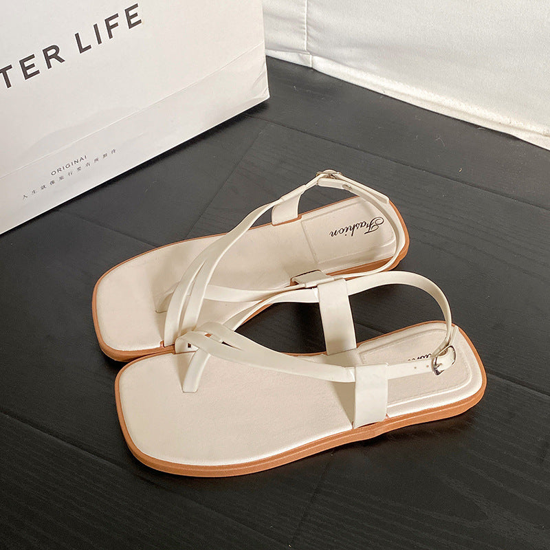2026 new collection thong sandals - women's summer outdoor wear, trendy flat roman sandals, one-strap flip-flops