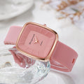 Minimalist square dial quartz watch - unisex style, trendy fashion, silicone strap - wholesale for middle and high school students