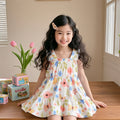 Kids suspender lacedress cake skirt summer thin cotton silk skirt little girl flying sleeve style floral skirt