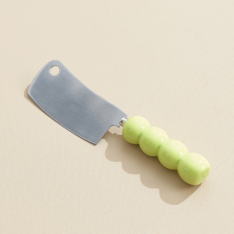 Creamy style thickened ceramic handle utility knife - multi-purpose, high-value fruit knife, stainless steel design dessert knife