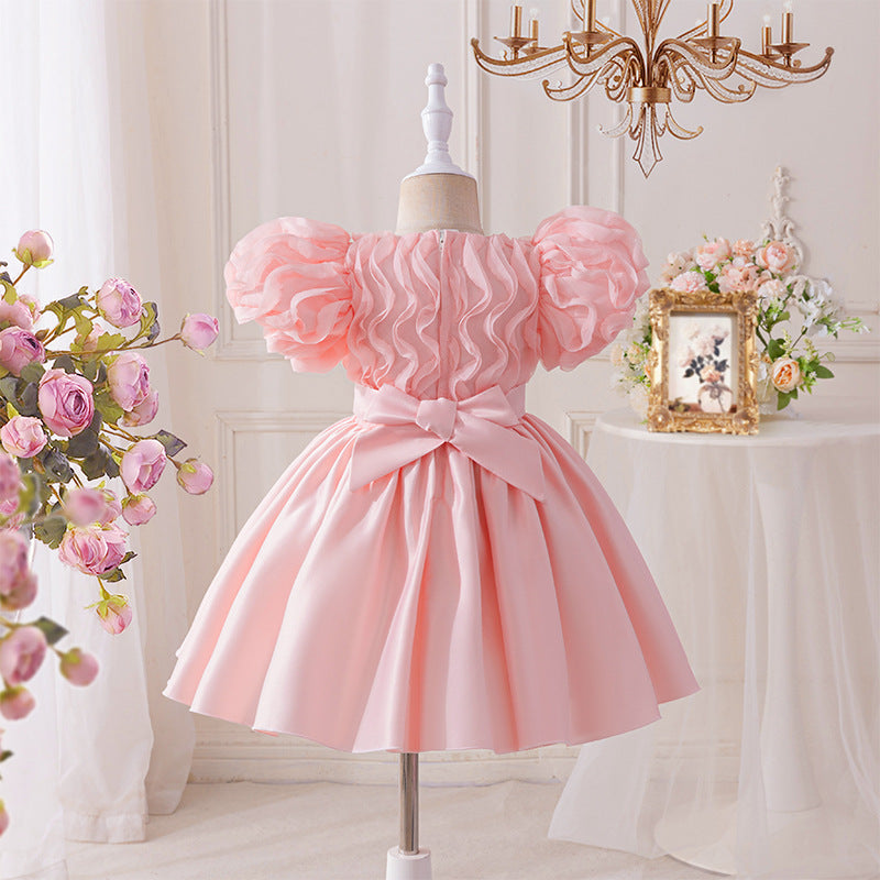 Girls' high-end satin princess dress - perfect for runway shows, children's hosts, competitions, piano performances, and stage events