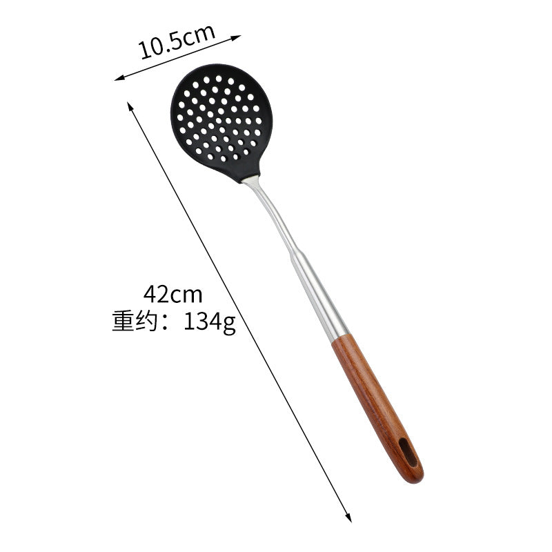 Dao Qi 304 Stainless Steel Kitchenware Kitchen Cooking High Temperature Resistant Silicone Kitchenware Household Insulation Wood Handle Kitchenware