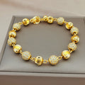 Bohemian beaded women's fashion bracelet, 24k gold plated with cubic zirconia, elegant style