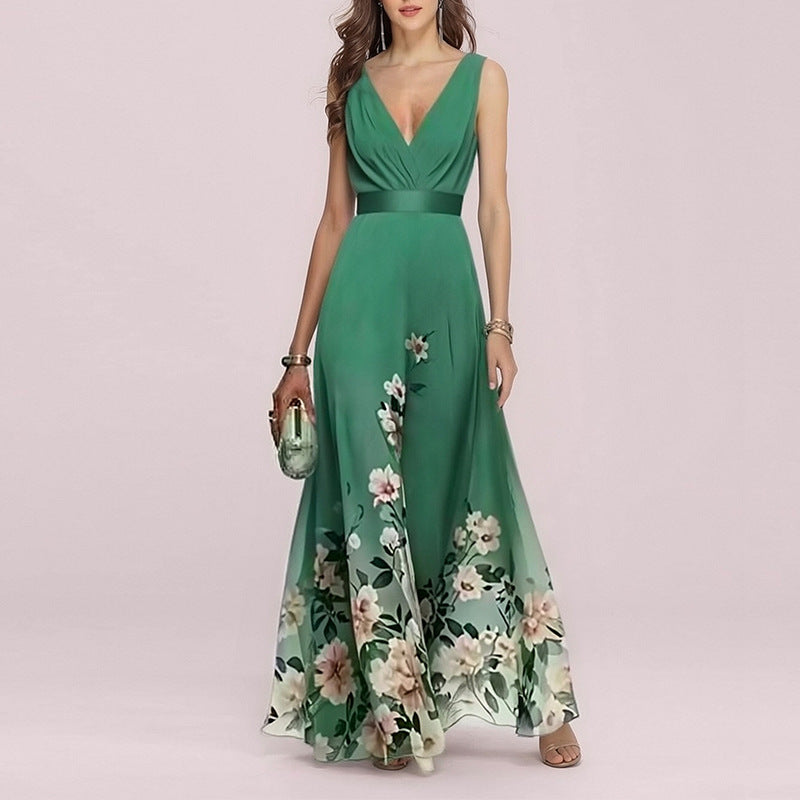 european and american cross-border women's fashion: new summer collection - sexy deep v-neck printed bodycon mini dress